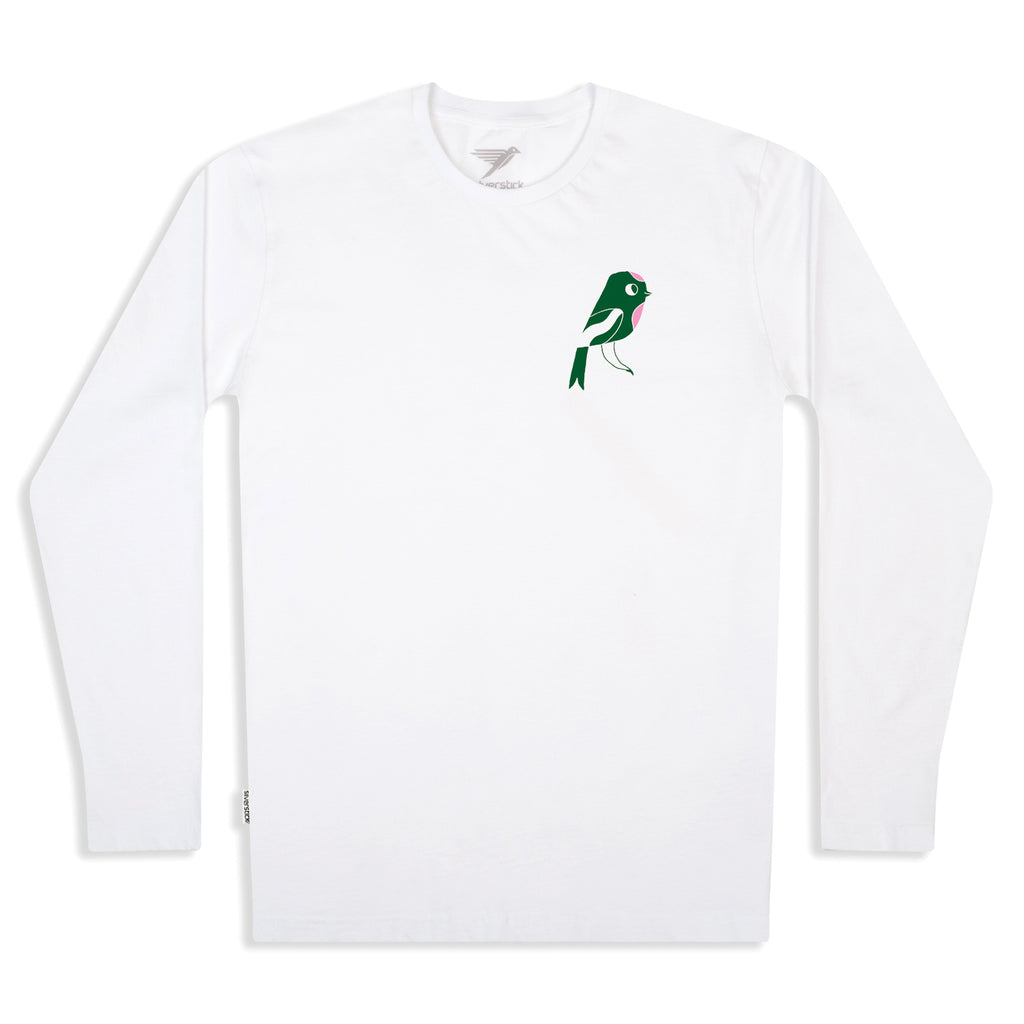 matt sewell + silverstick womens organic cotton rewild white long sleeve tee front