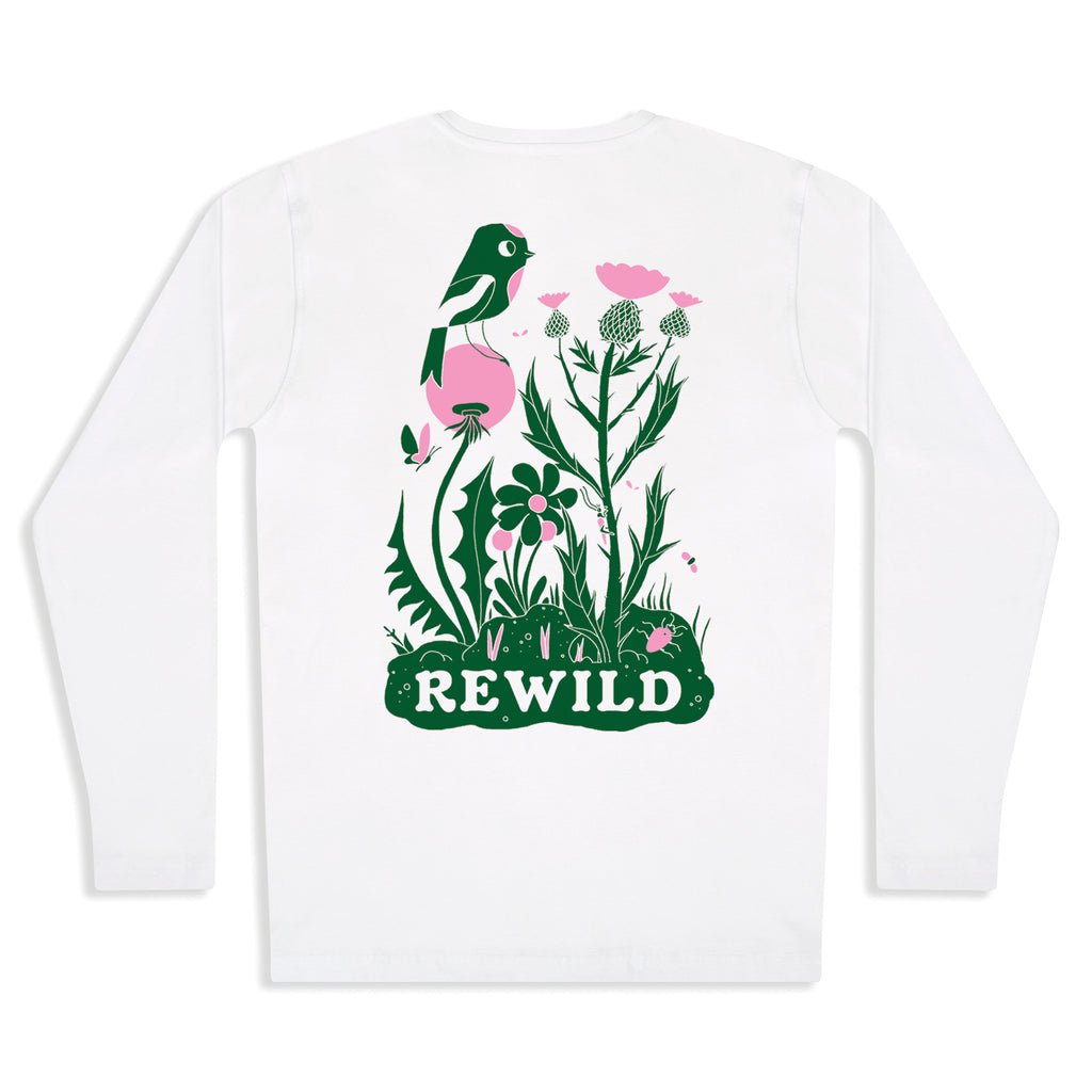 Silverstick womens matt sewell rewild organic cotton long sleeve tee white back