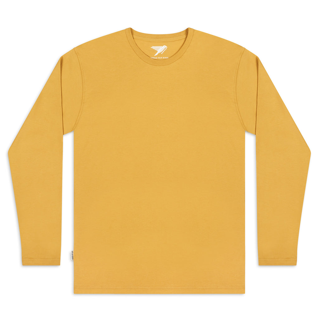 Silverstick Mens Blank Organic Cotton Long Sleeve T Shirt Maize Front