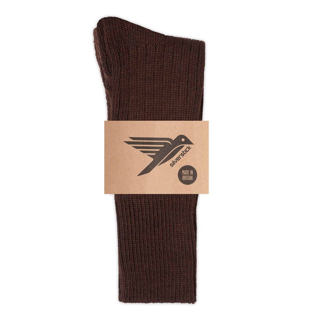 silverstick natural wool alpine sock brown