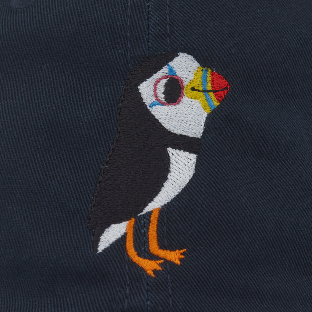 Matt Sewell +Silverstick organic cotton puffin cap embroidery