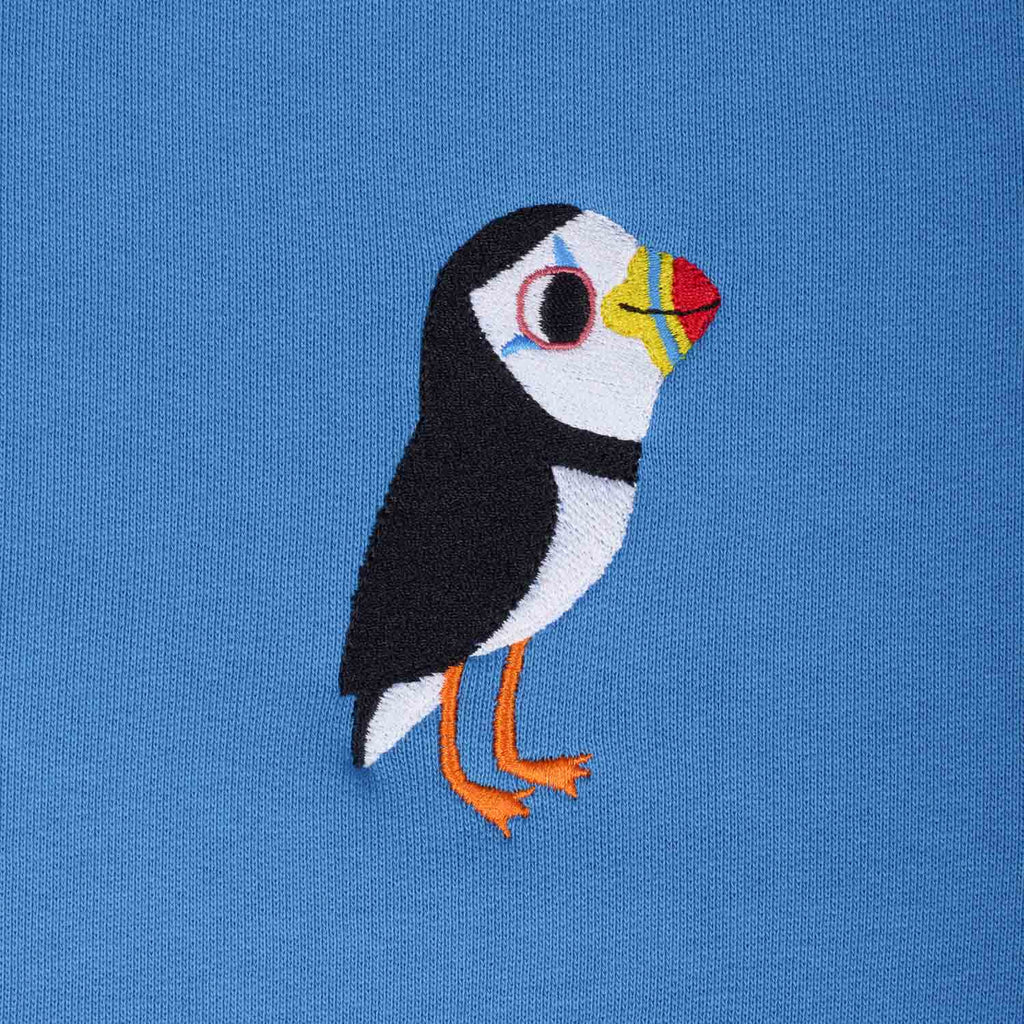 Matt Sewell Silverstick Puffin Women Organic Cotton Palace Blue Embroidery