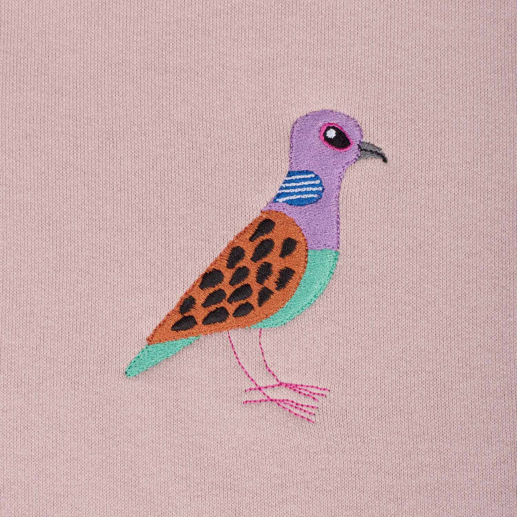 Matt Sewell Silverstick Turtle Dove Men Organic Cotton Sweat Lilac Embroidery