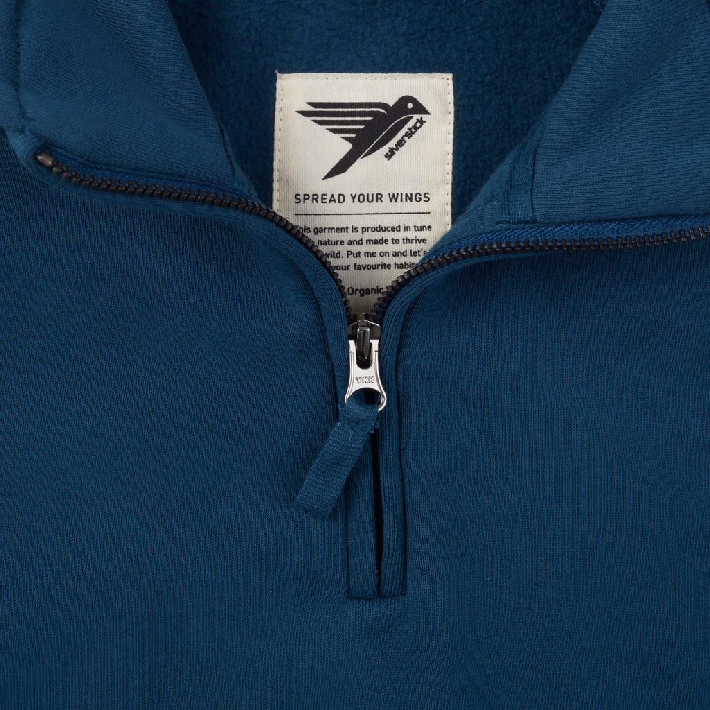 Silverstick Mens Nevis Organic Cotton Quarter Zip Sweat Majolica Blue Front