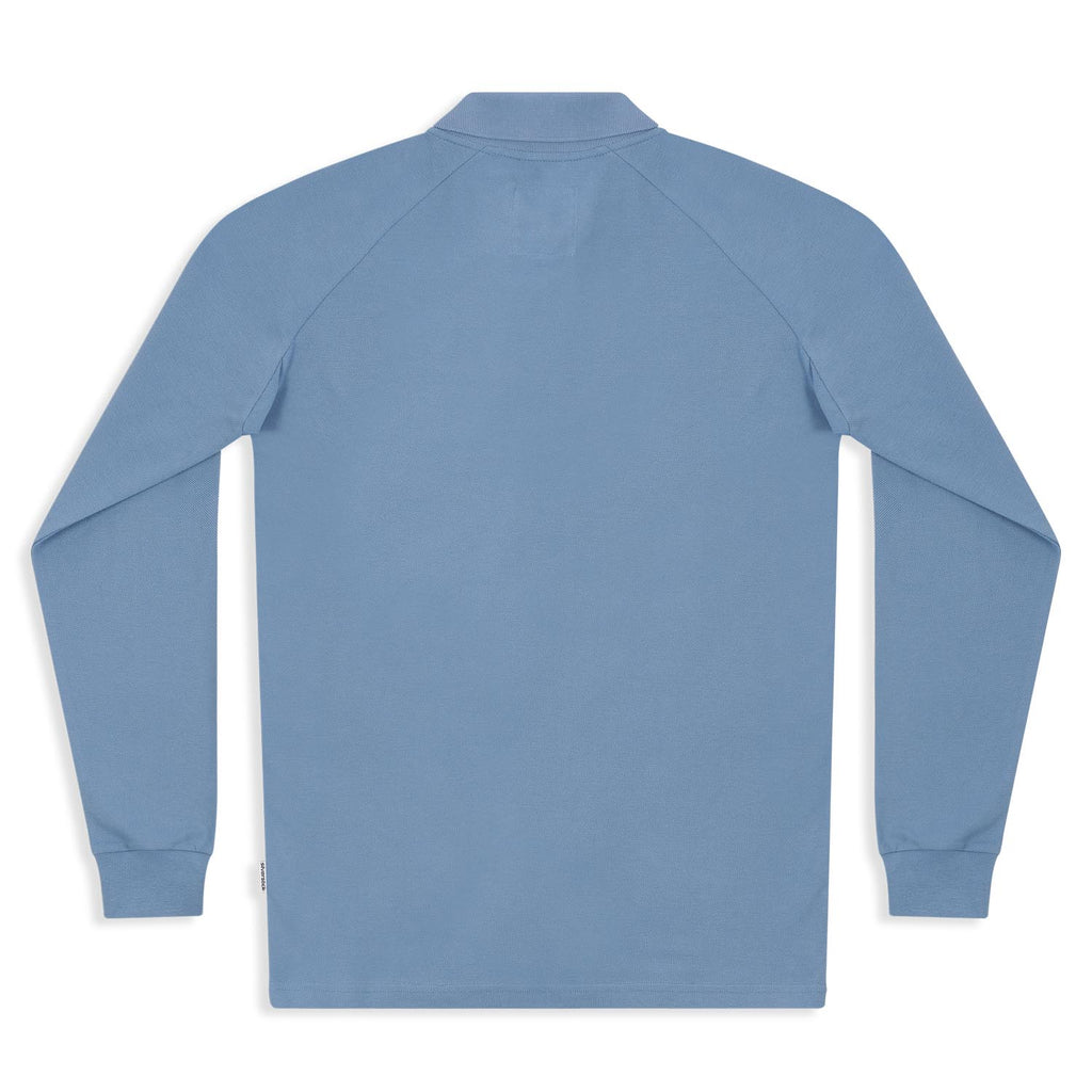 silverstick mens organic cotton greenwood faded denim long sleeve polo shirt back