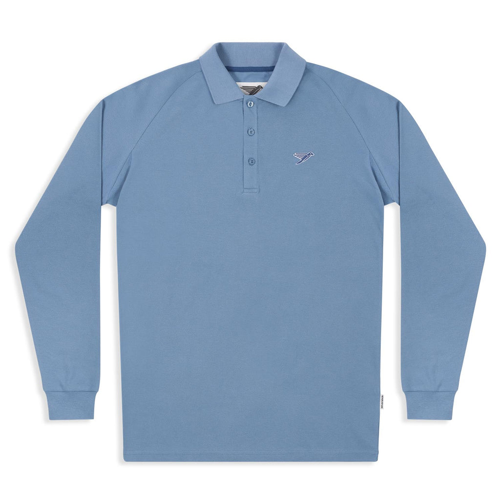 silverstick mens organic cotton greenwood faded denim long sleeve polo shirt