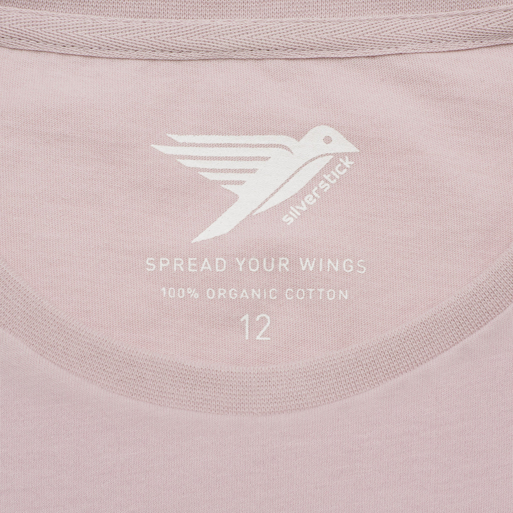 silverstick womens adventure organic cotton t shirt pale lilac spread your wings