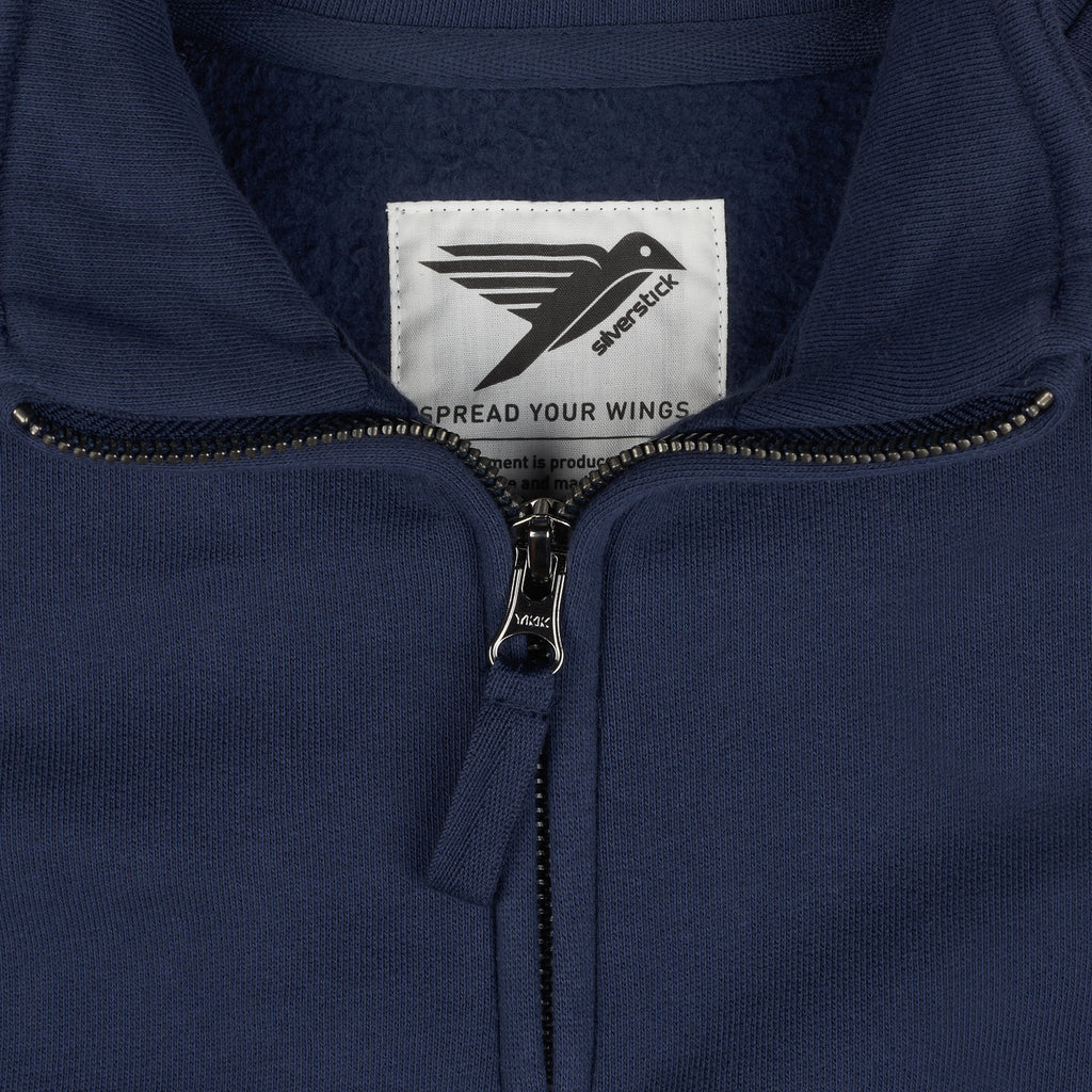 Silverstick Mens Nevis Organic Cotton Quarter Zip Sweat Navy Spread Your Wings