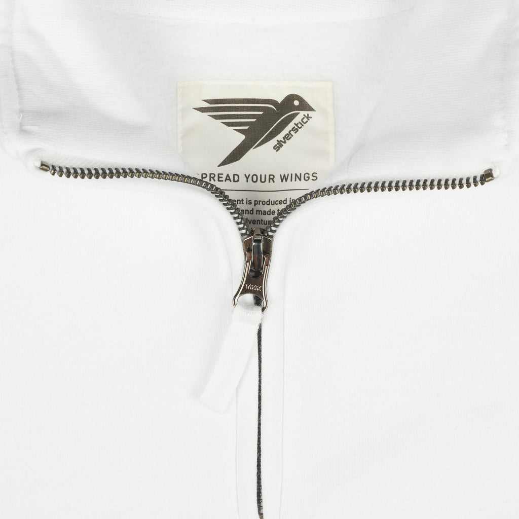 Silverstick Women Organic Cotton Quarter Zip Sweat White Spread Your Wings