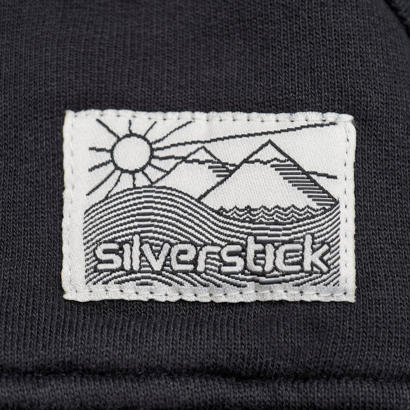 silverstick mens organic cotton hoodie ellerton charcoal patch label