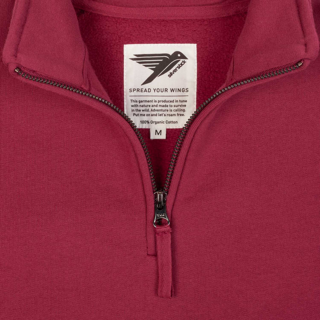 Silverstick Mens Nevis Organic Cotton Quarter Zip Sweat Beaujolais Label