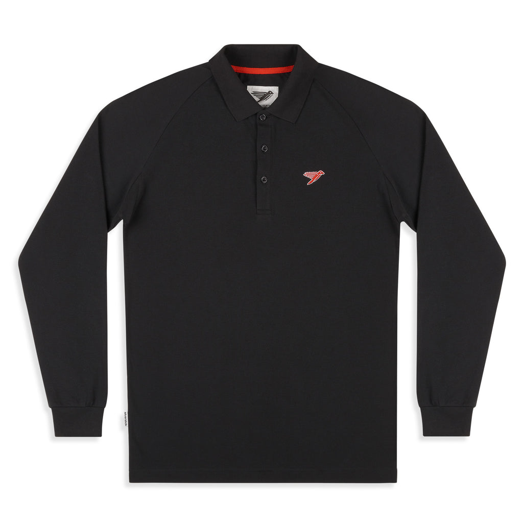 silverstick mens organic cotton greenwood greenwood long sleeve polo shirt charcoal front