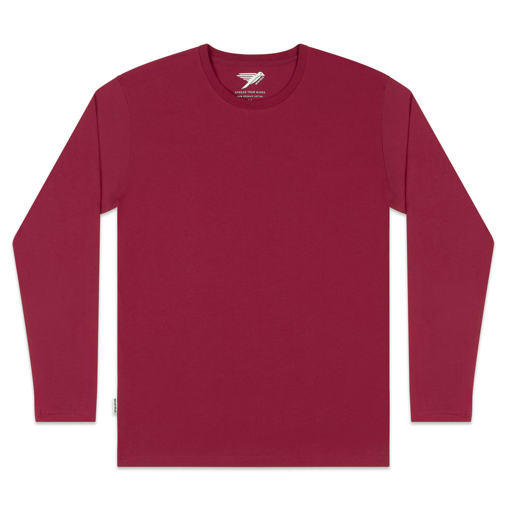 silverstick mens organic cotton t shirt long sleeve beaujolais front