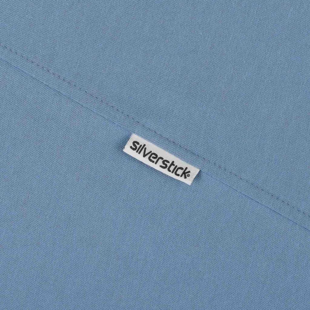 mens adventure organic cotton faded denim t shirt label