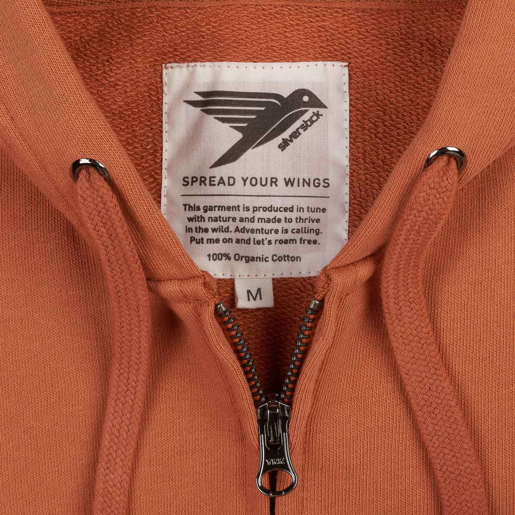 silverstick womens organic cotton tobias zip hoodie pheasant detail