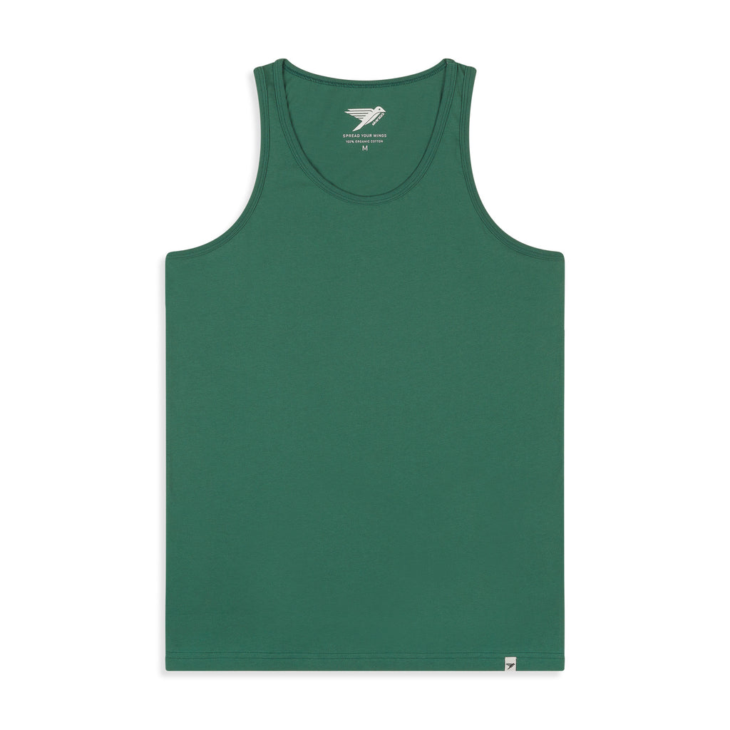 Silverstick Mens Blank Organic Cotton Vest Top Hunter Green Front