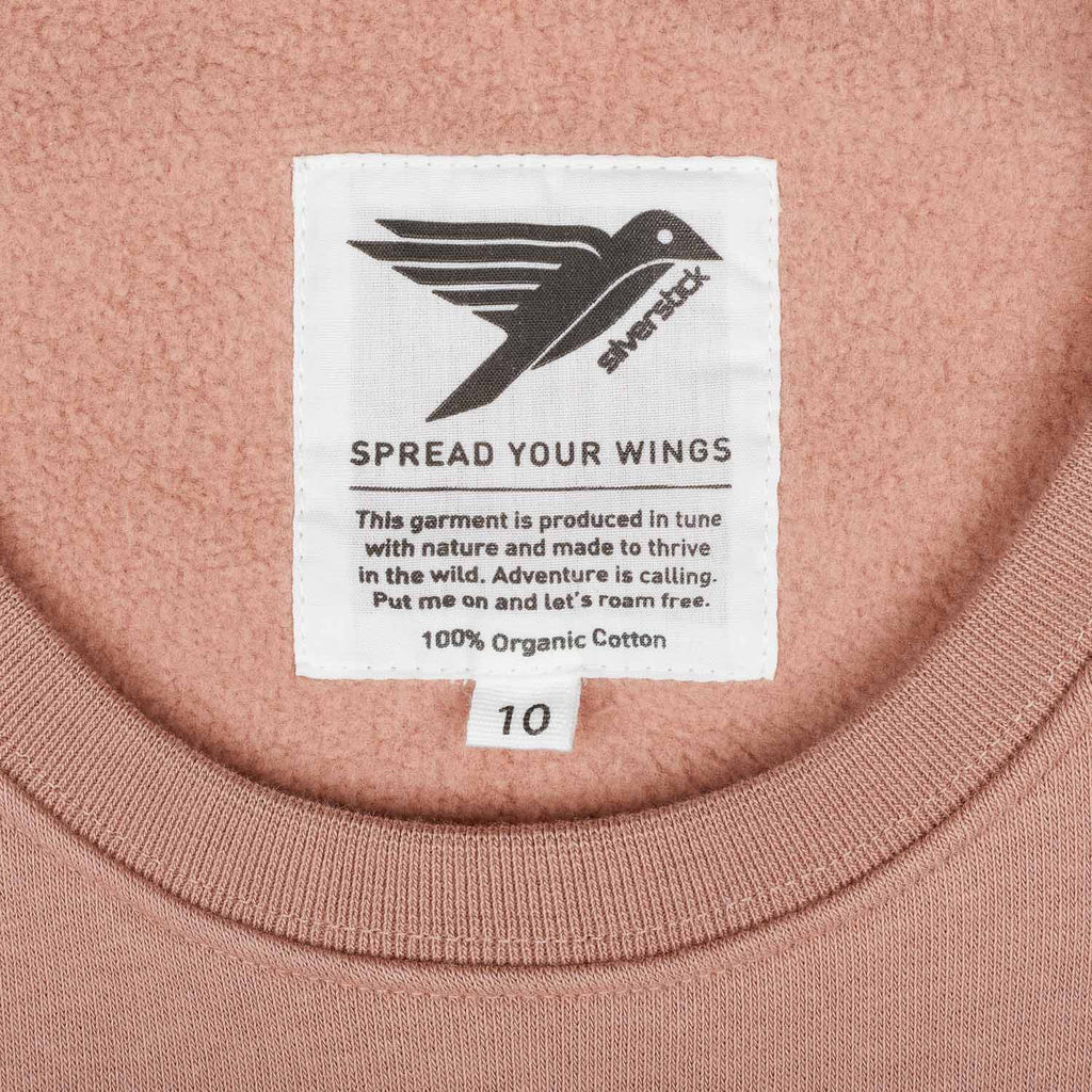 silverstick womens organic cotton sweat arugam mahogany rose detail