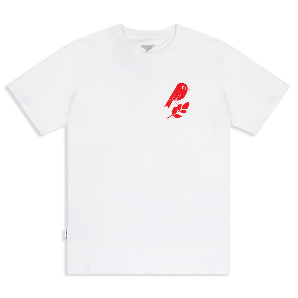 matt sewell + silverstick mens organic cotton red bird white
