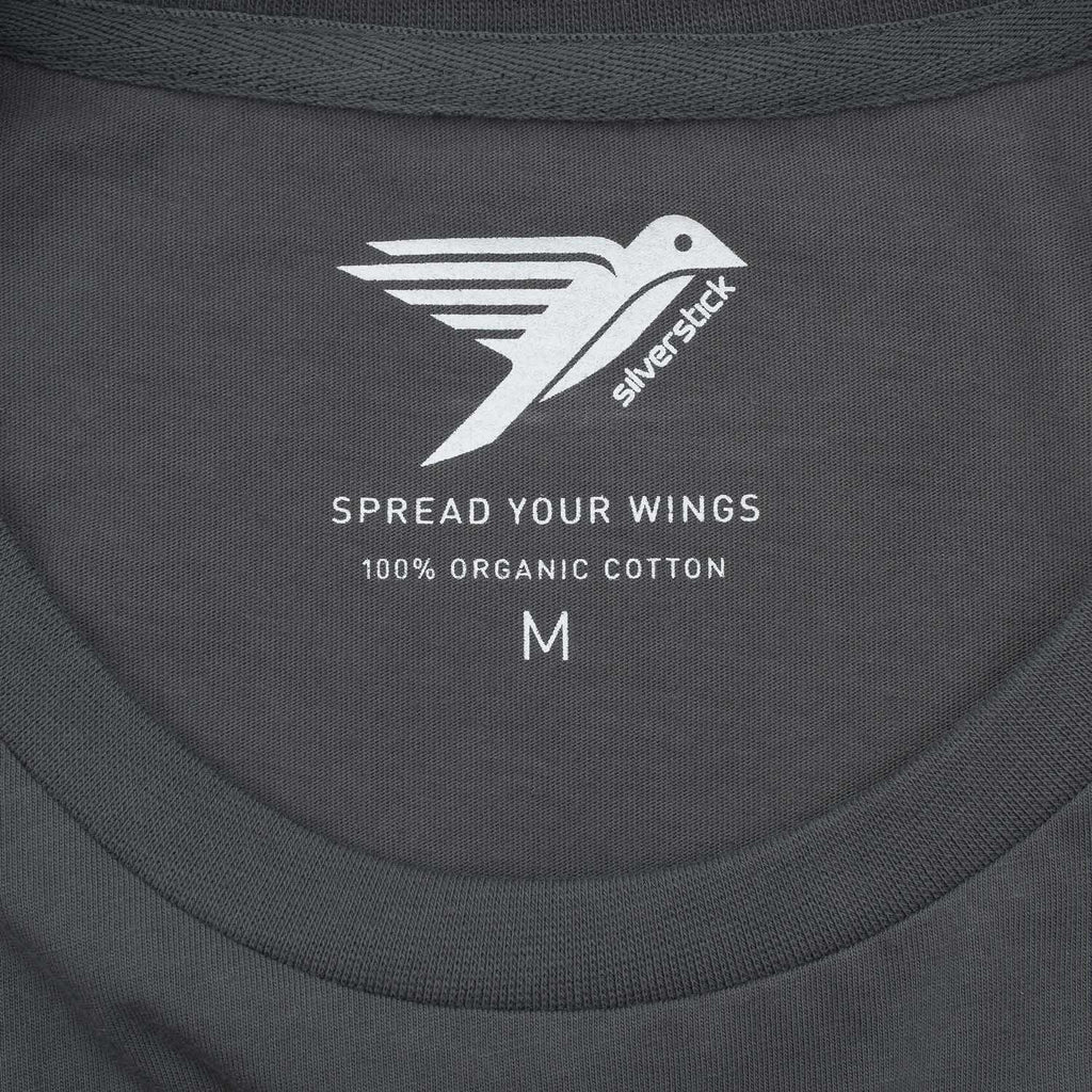 Silverstick Mens Adventure Organic Cotton T Shirt Gun Metal Neck Label