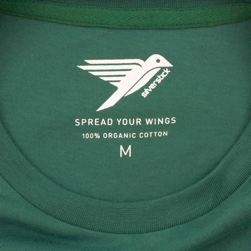 silverstick mens organic cotton forest division hunter green tee neck label