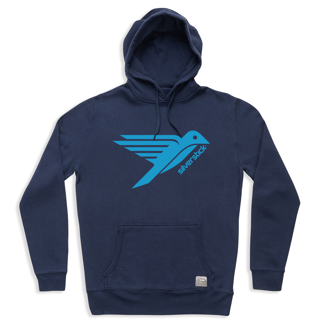 silverstick mens organic cotton hoodie logo navy front