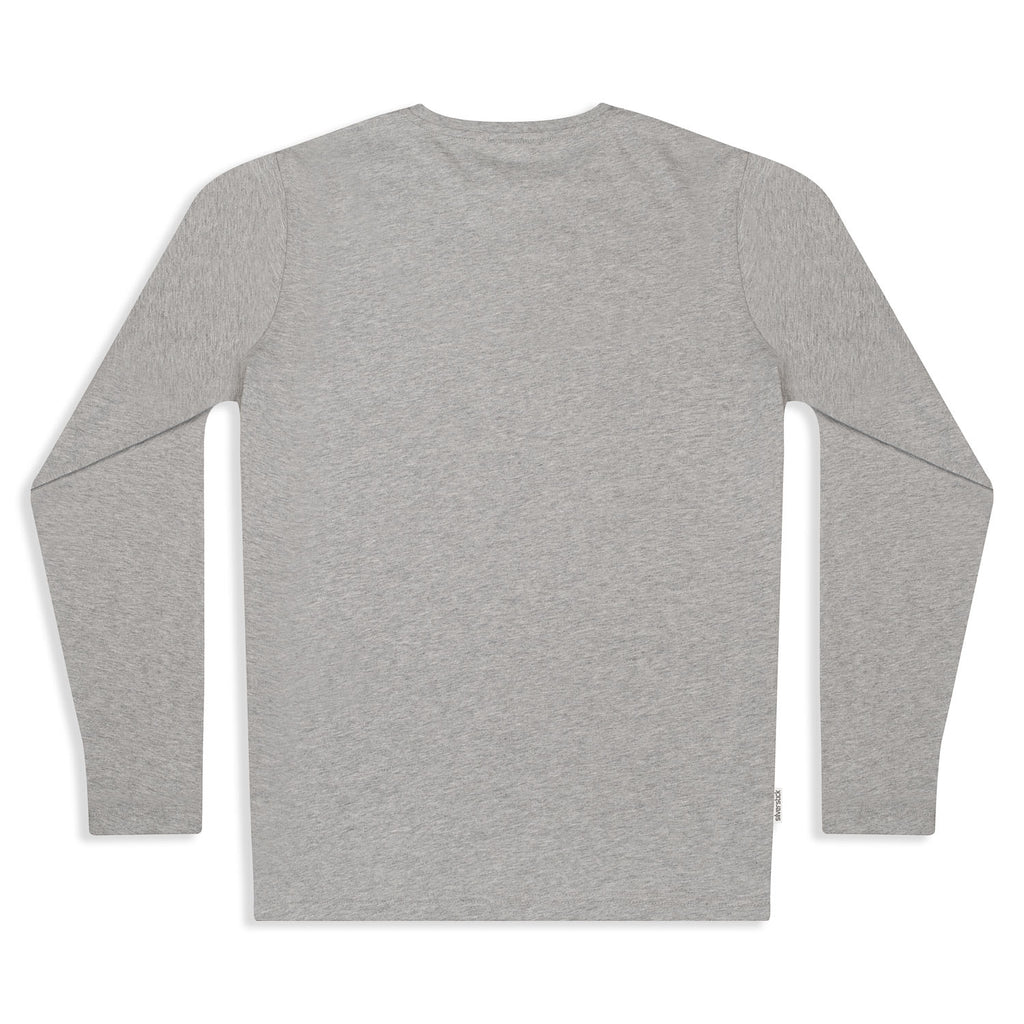 silverstick mens organic cotton t shirt long sleeve ash marl back