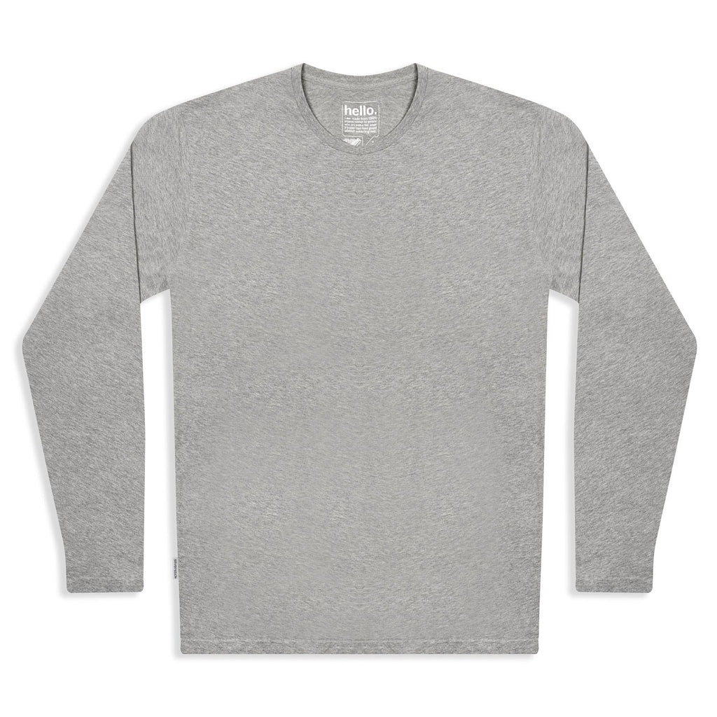 silverstick mens organic cotton t shirt long sleeve ash marl front