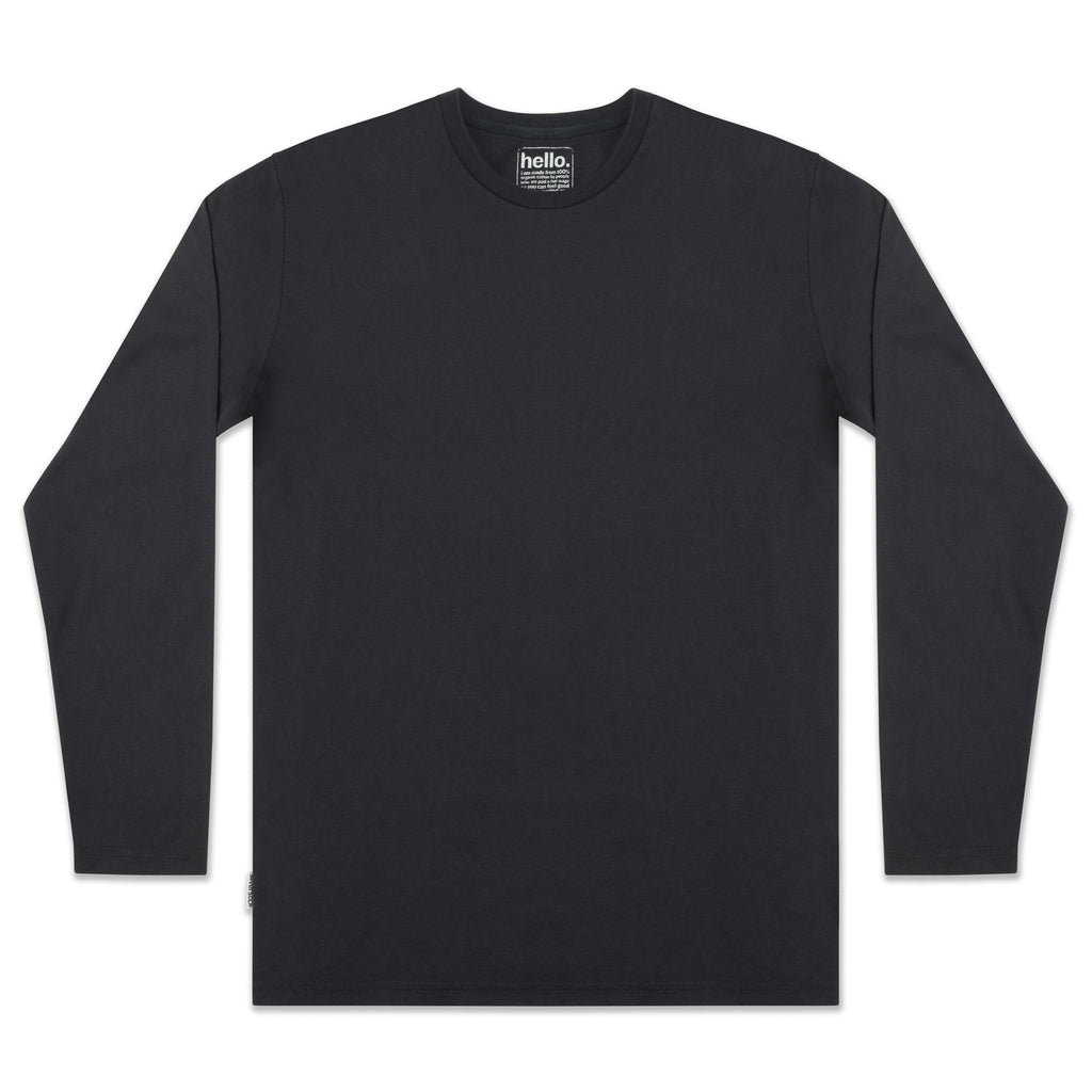 silverstick mens organic cotton t shirt long sleeve charcoal front