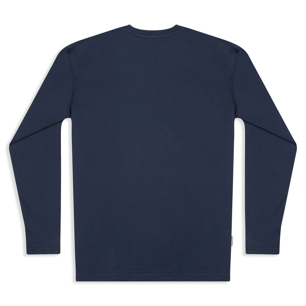 Silverstick Mens Blank Organic Cotton Long Sleeve T Shirt Navy Back