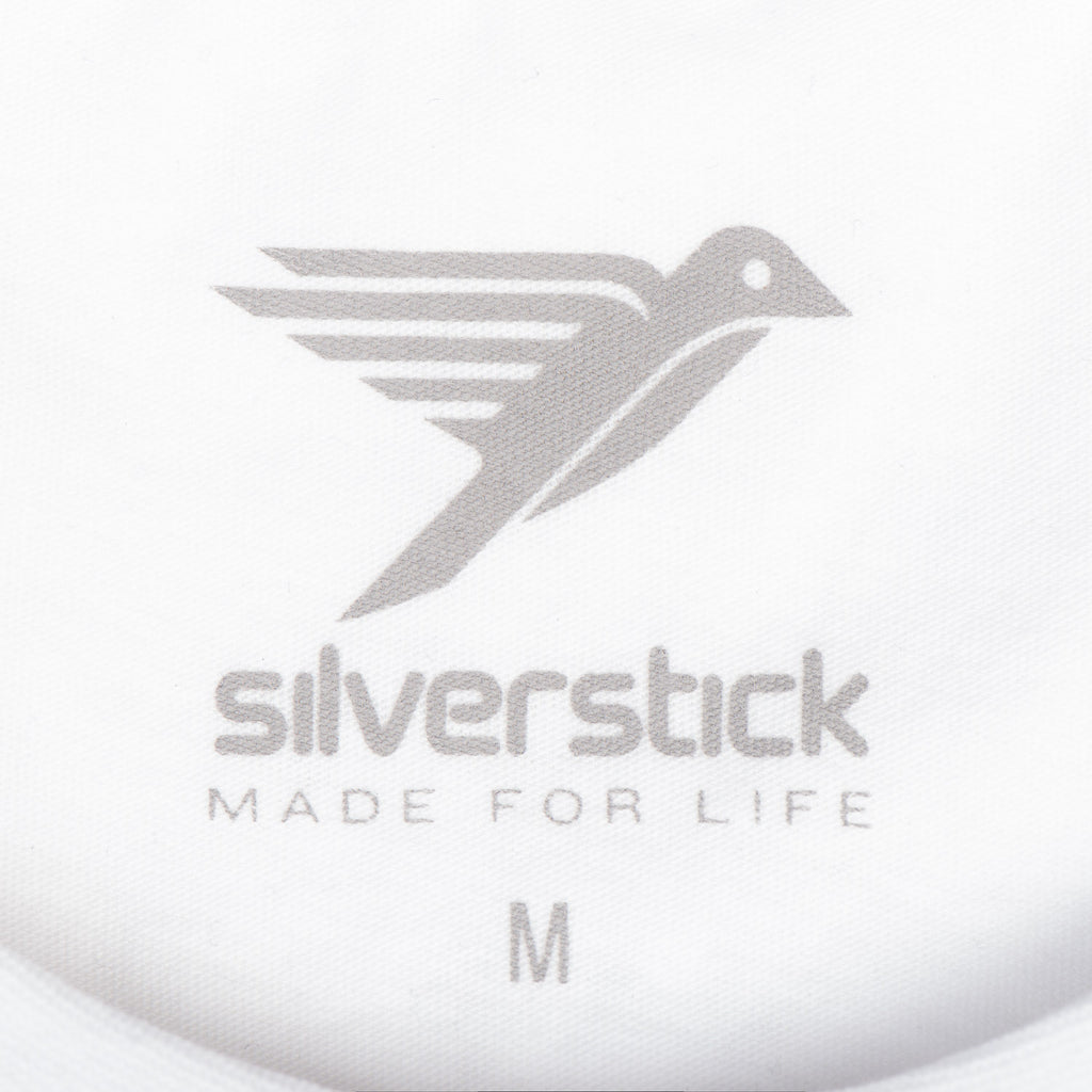 Silverstick Mens Adventure Lightweight Organic Cotton T Shirt White Neck Print