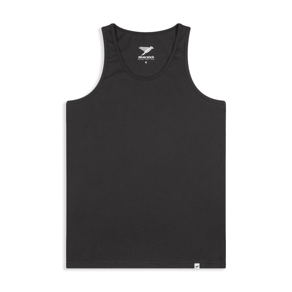 Silverstick Mens Blank Organic Cotton Vest Top Charcoal Front