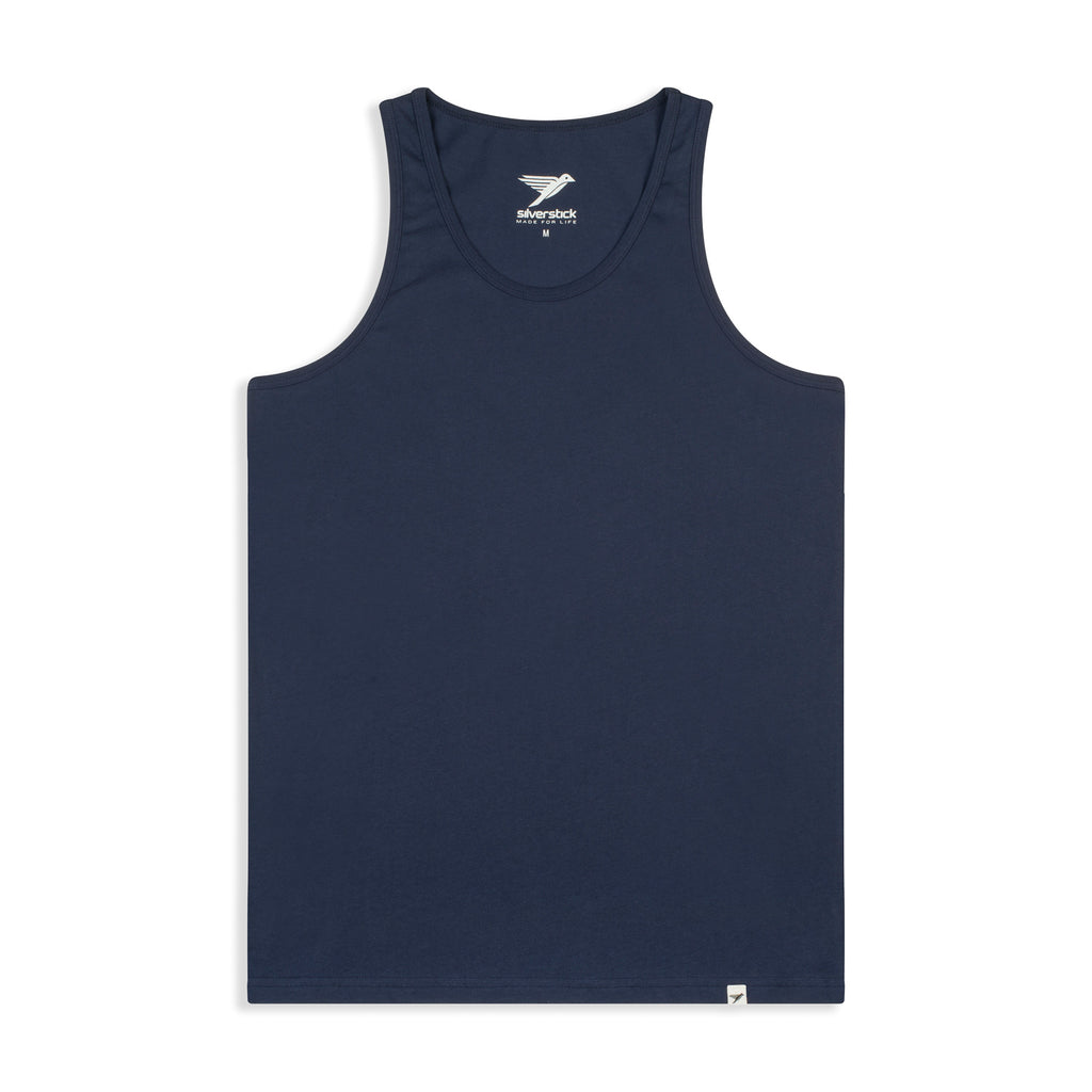 Silverstick Mens Blank Organic Cotton Vest Top Navy