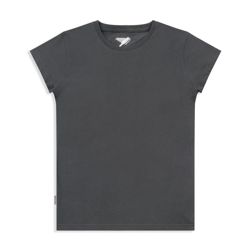 Silverstick Women Adventure Organic Cotton T Shirt Blank Gun Metal Front