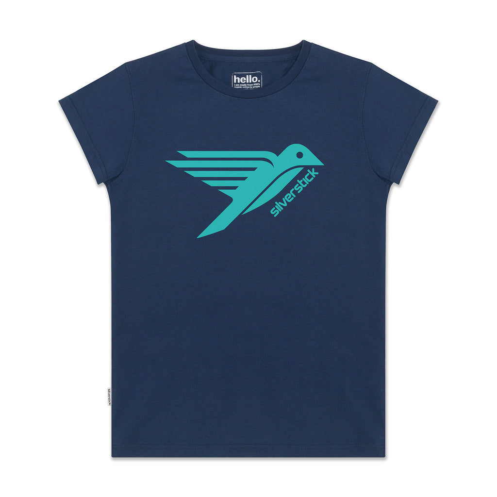 silverstick womens organic cotton navy logo tee