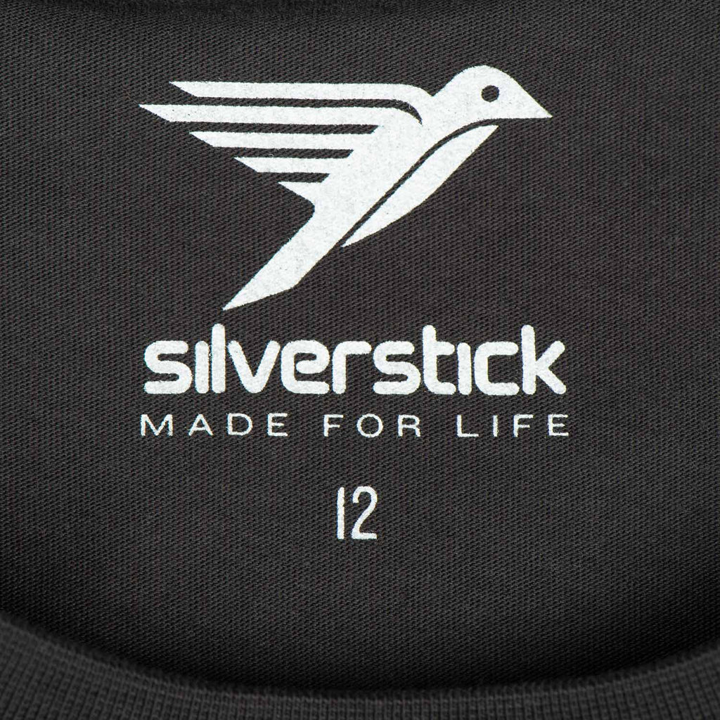 Silverstick Womens Blank Organic Cotton Long Sleeve T Shirt Charcoal Neck Label