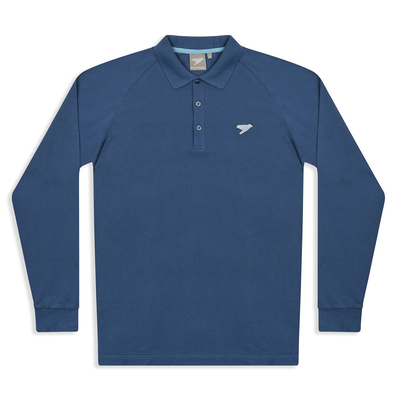 silverstick mens organic cotton greenwood navy long sleeve polo shirt
