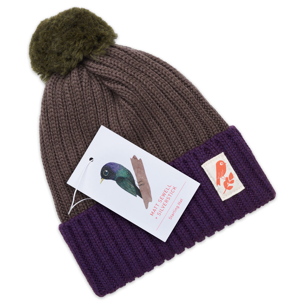 Matt Sewell + Silverstick Merino Wool Bobble Hat Starling Label