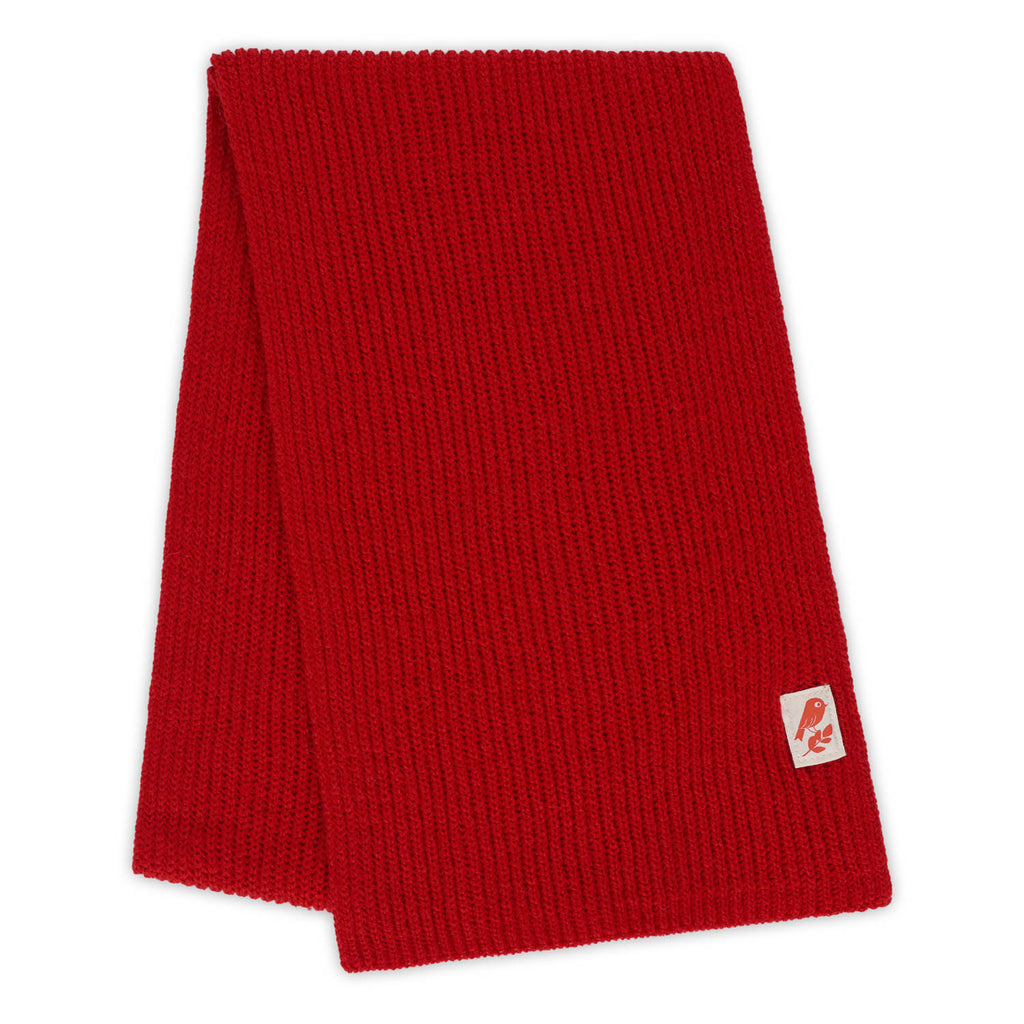 Matt Sewell + Silverstick merino wool red bird scarf folded