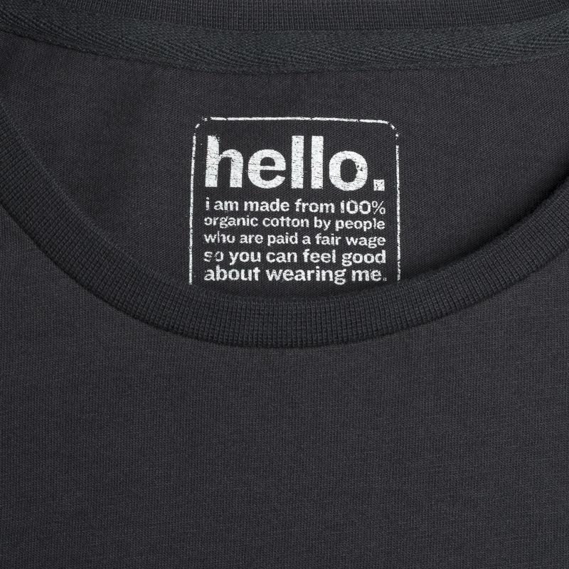 mens adventure organic cotton charcoal t shirt label