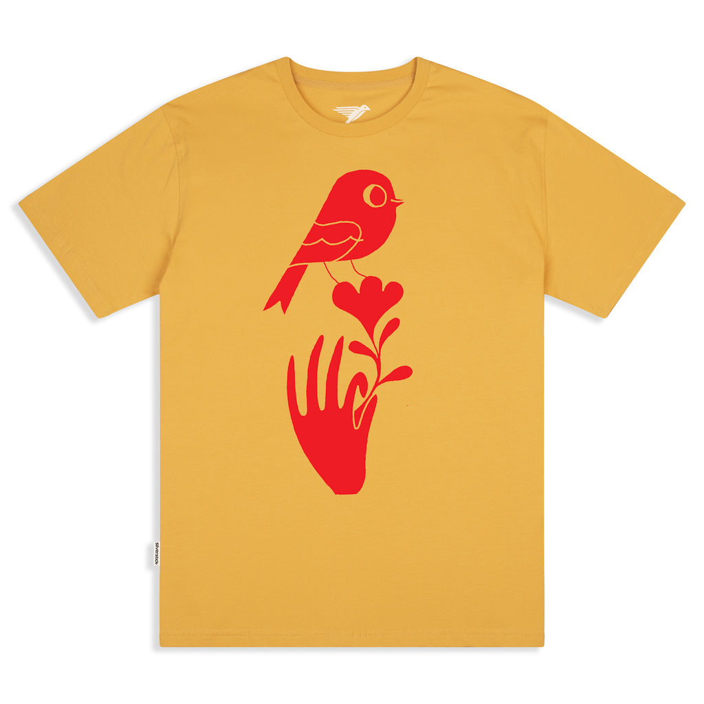 matt sewell + silverstick mens organic cotton tee harmony maize front