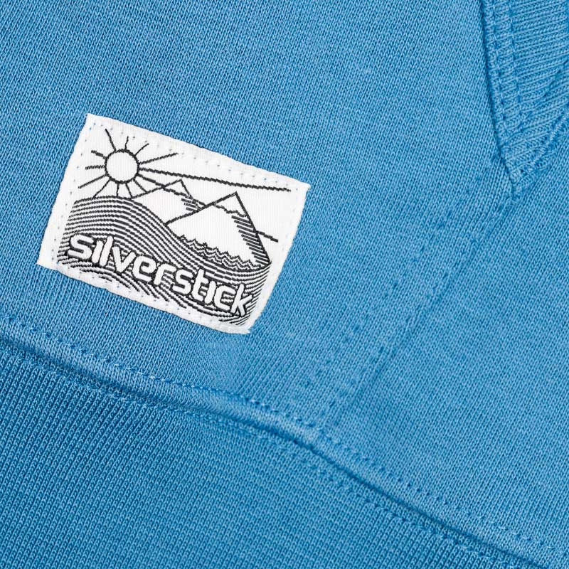 silverstick womens organic cotton tobias ocean blue zip hoodie patch label