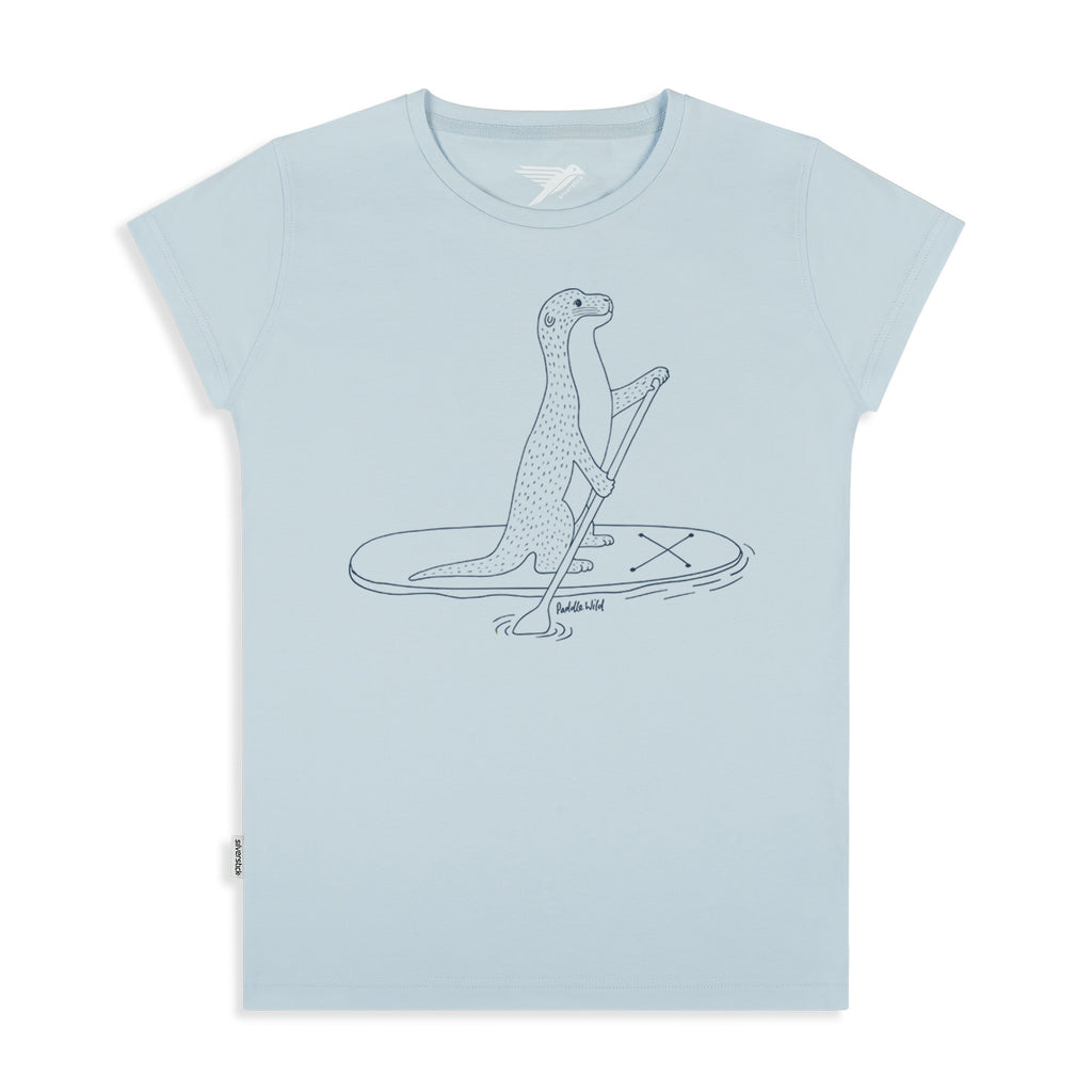 silverstick womens organic cotton paddle wild illusion blue t shirt