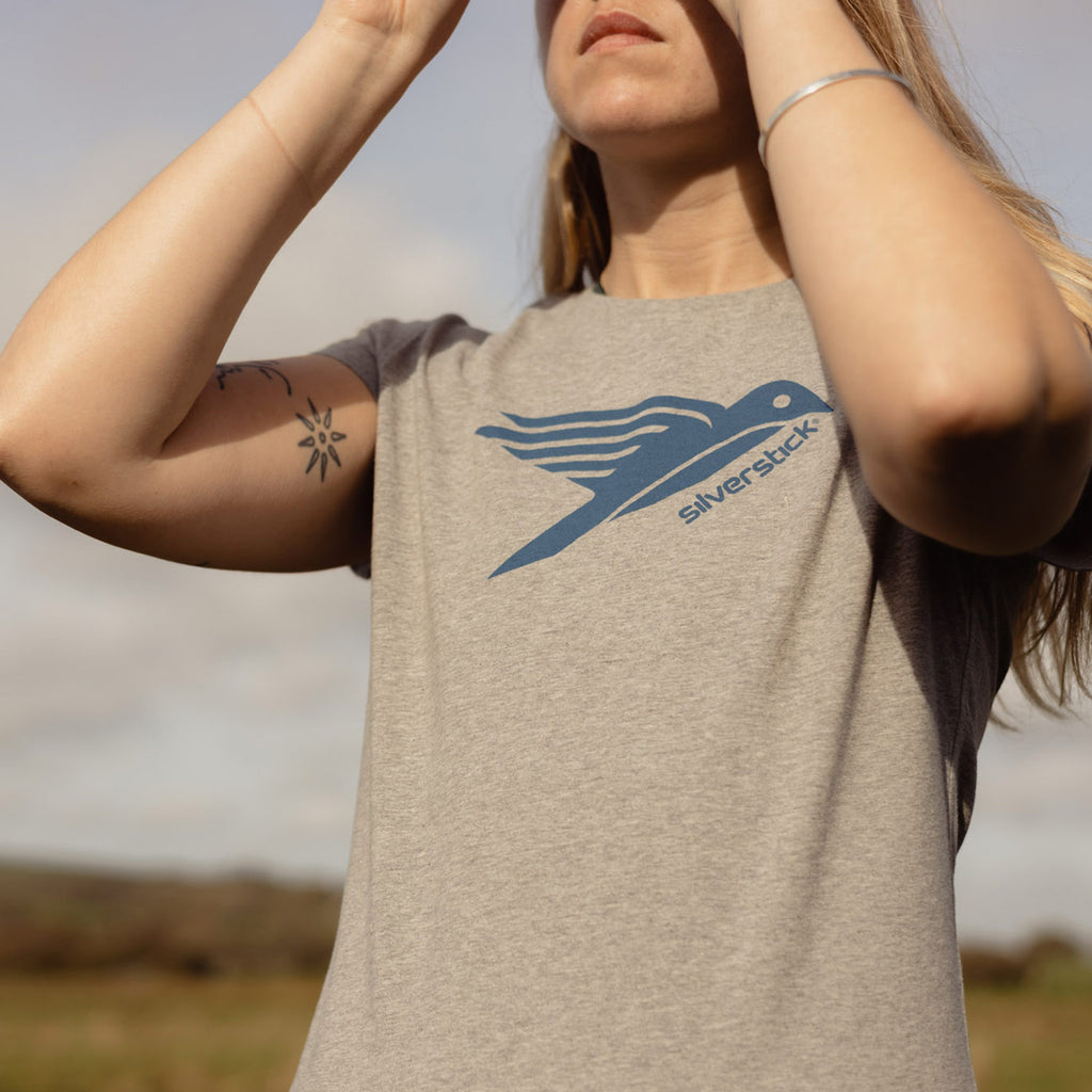 silverstick womens organic cotton original logo ash marl t shirt adventure