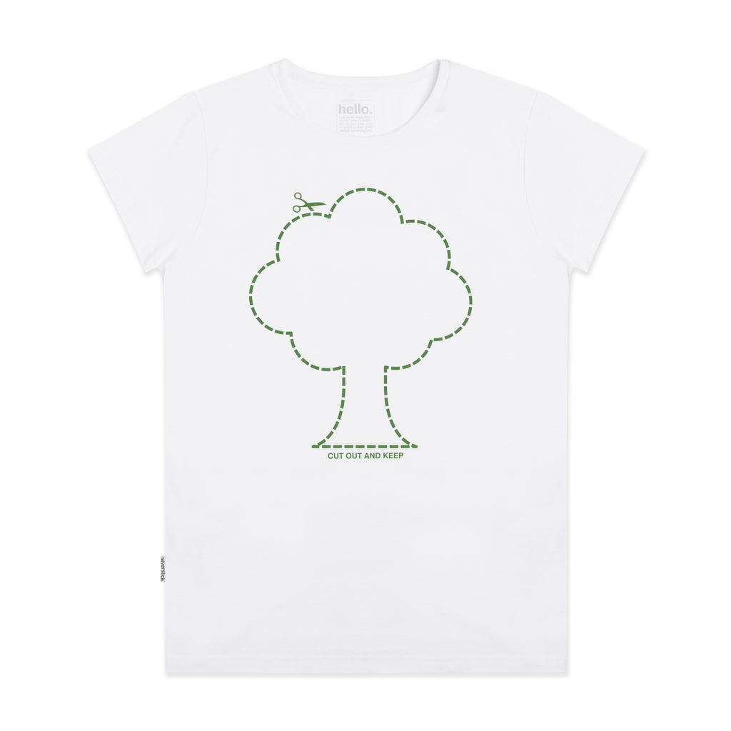 Silverstick Womens Organic Cotton Tee Cut Out Tree White