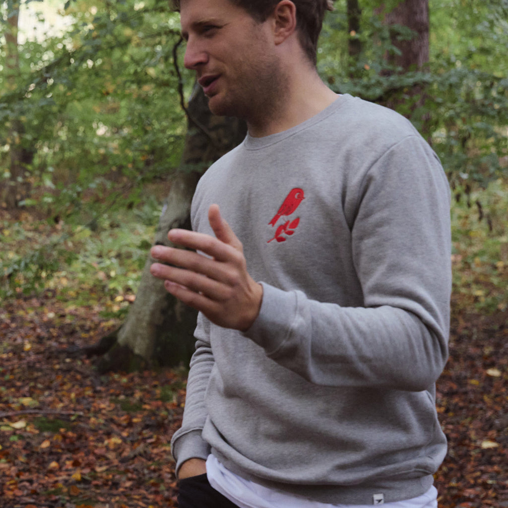 Silverstick mens matt sewell Red Bird organic cotton sweat front