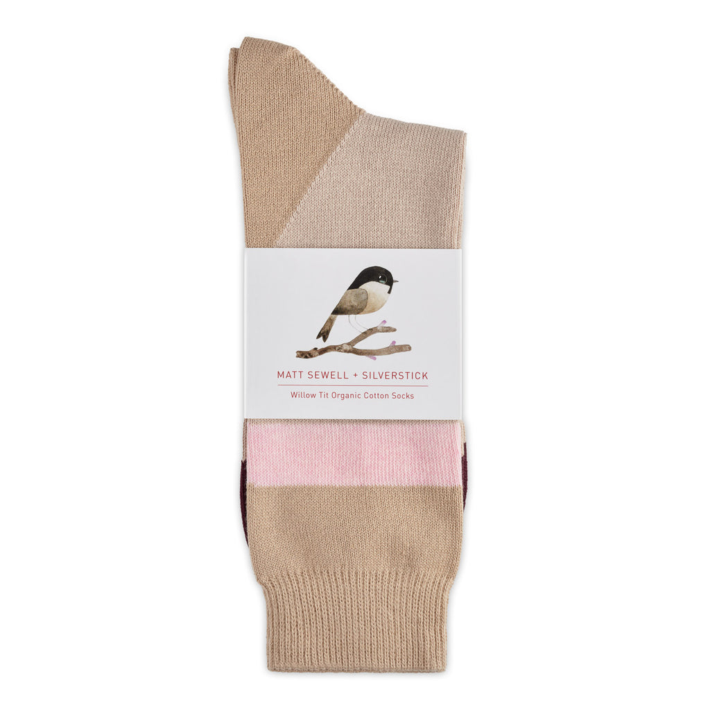 Matt Sewell Silverstick Organic Cotton Willow Tit Bird Sock Front