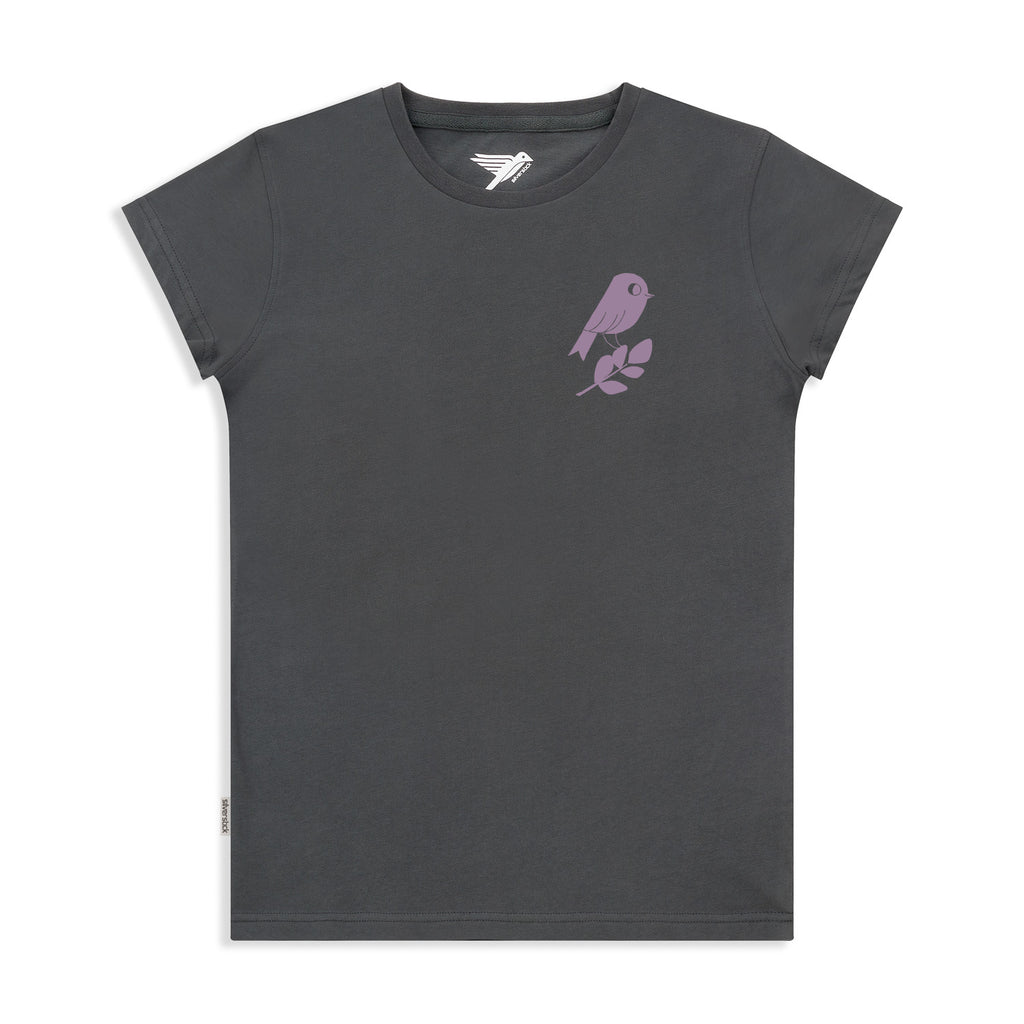 matt sewell + silverstick womens organic cotton logo gun metal tee