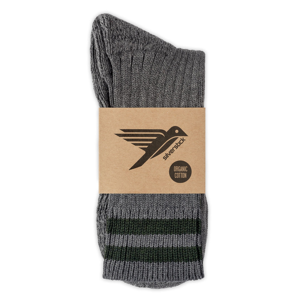 silverstick air organic cotton sports sock grey front