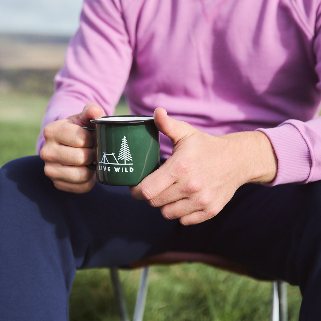 Silverstick Enamel Camping Mug Green With Black Rim