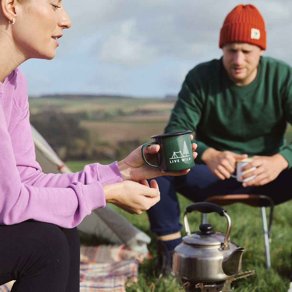 Silverstick Enamel Camping Mug Green With Black Rim